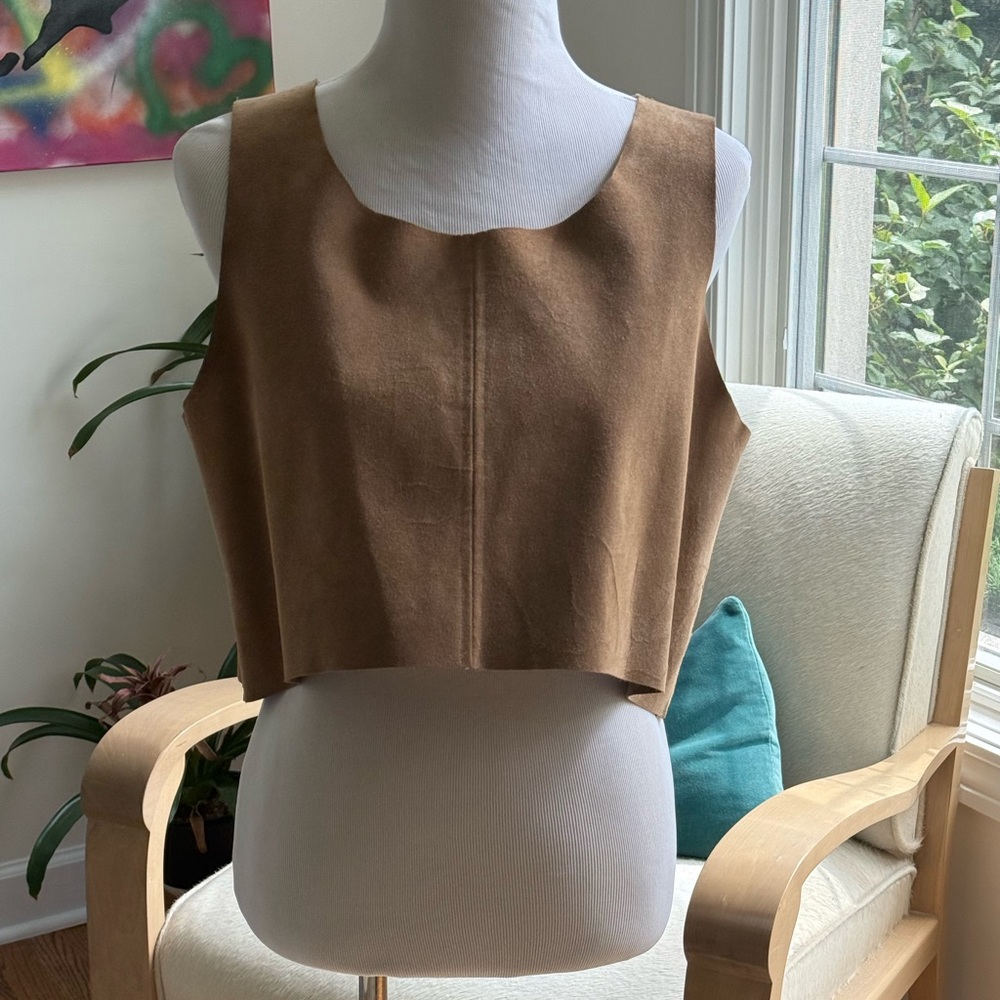 Tan suede cropped tank top
